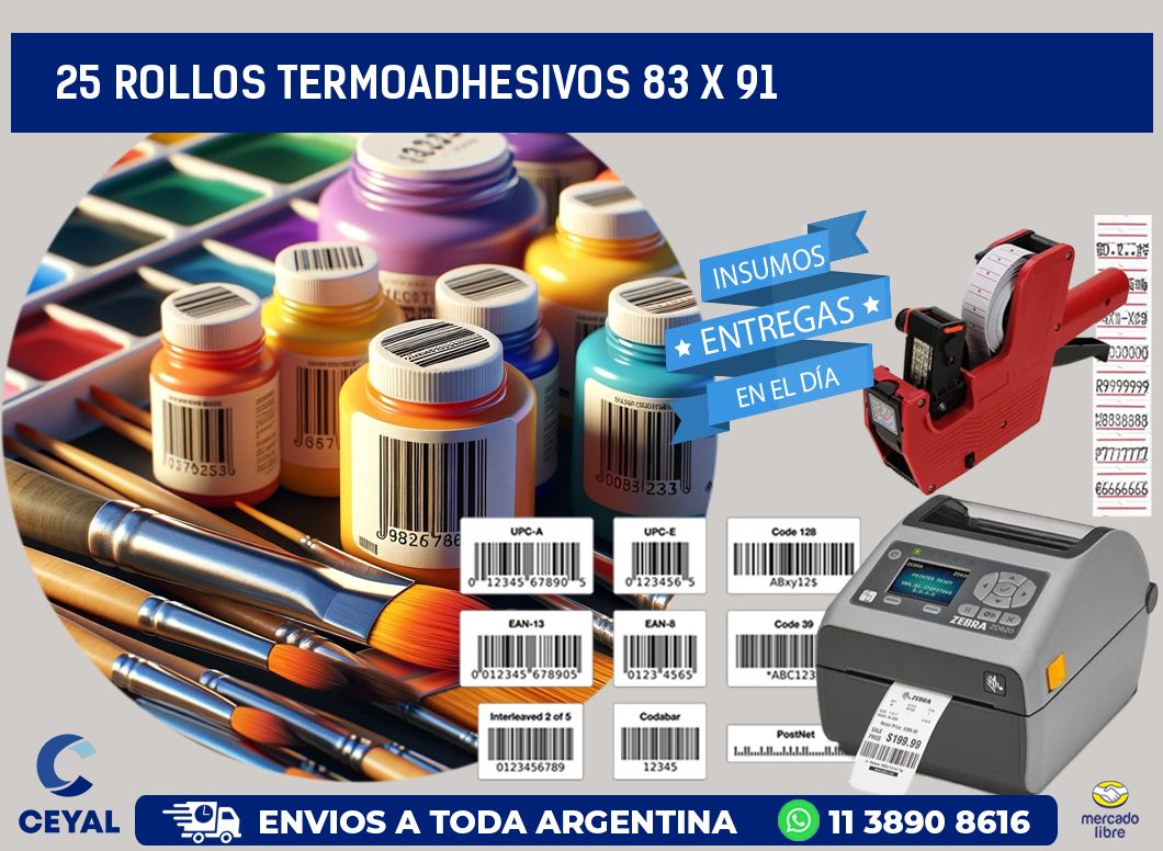 25 ROLLOS TERMOADHESIVOS 83 x 91