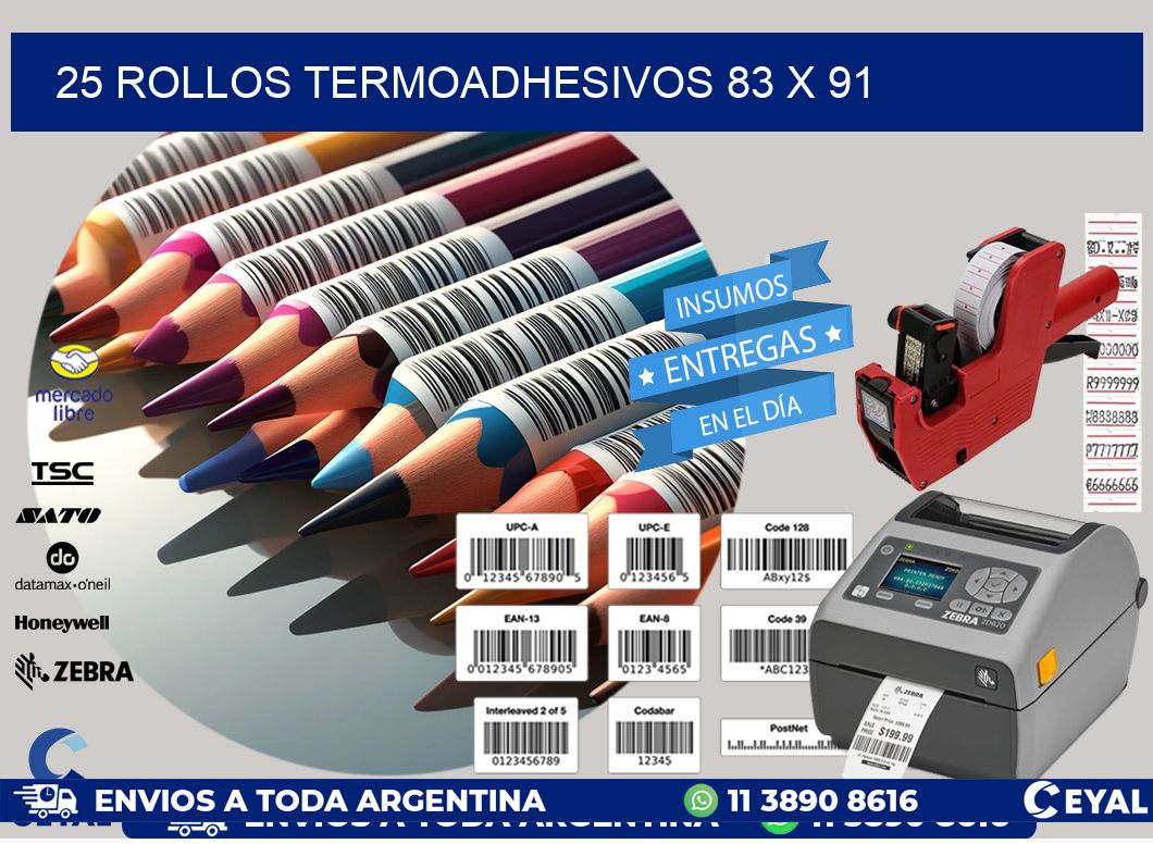 25 ROLLOS TERMOADHESIVOS 83 x 91