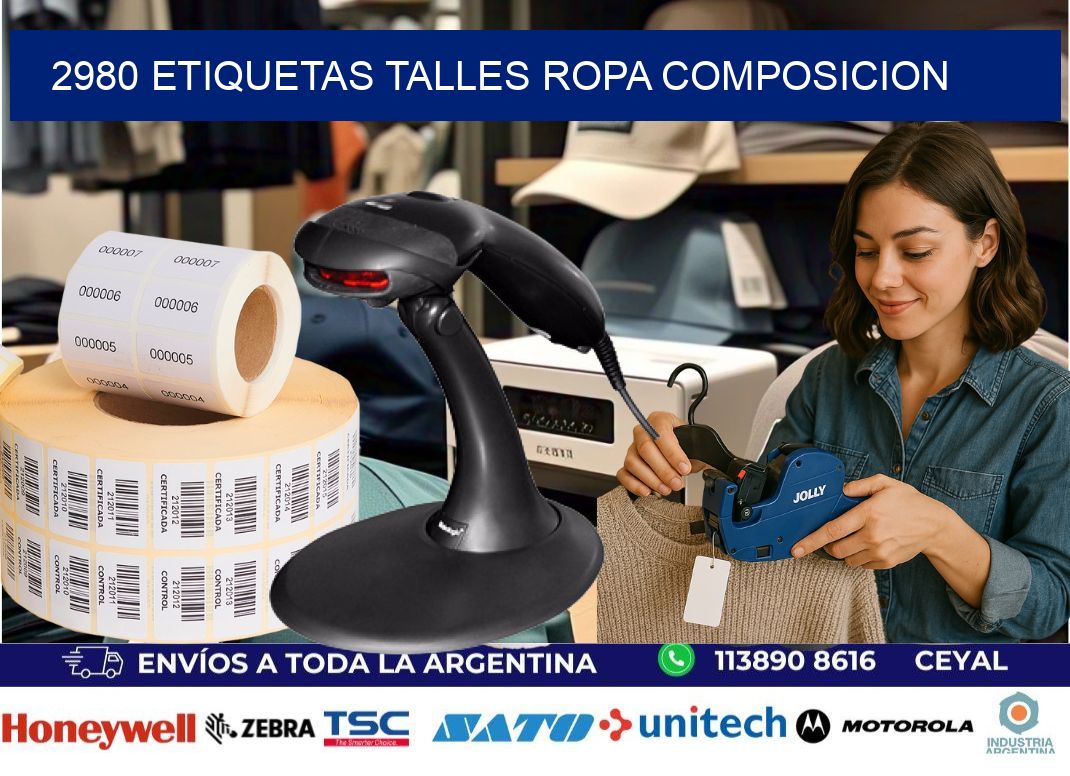 2980 ETIQUETAS TALLES ROPA COMPOSICION