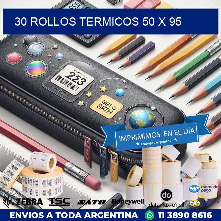 30 ROLLOS TERMICOS 50 x 95