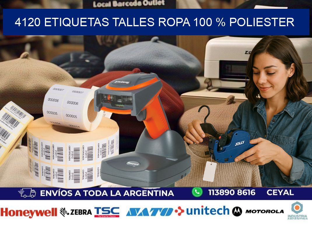 4120 ETIQUETAS TALLES ROPA 100 % POLIESTER