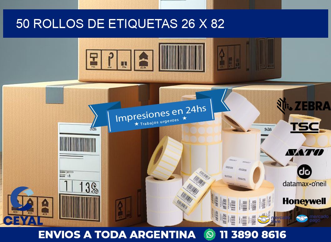 50 ROLLOS DE ETIQUETAS 26 x 82