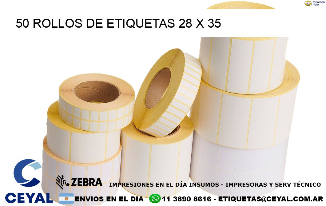 50 ROLLOS DE ETIQUETAS 28 x 35