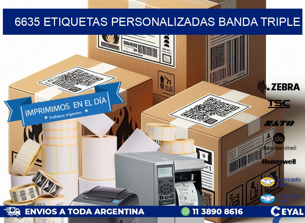 6635 Etiquetas personalizadas banda triple