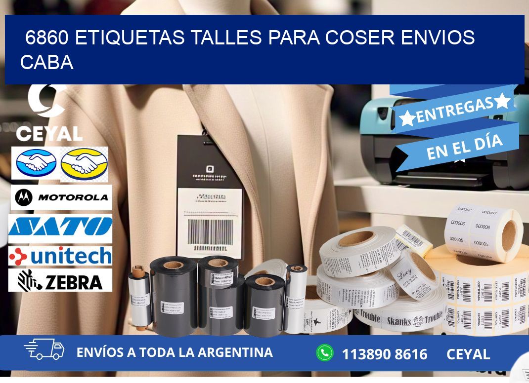 6860 ETIQUETAS TALLES PARA COSER ENVIOS CABA