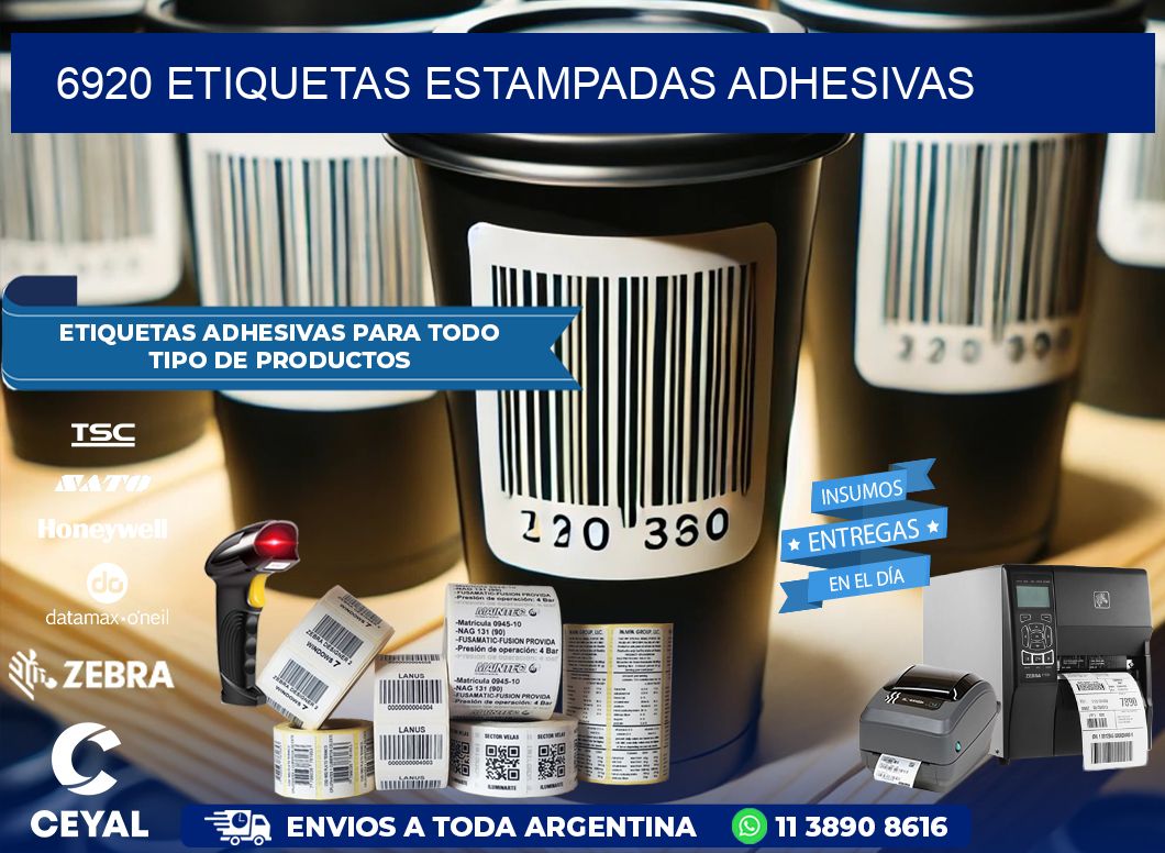 6920 etiquetas estampadas adhesivas