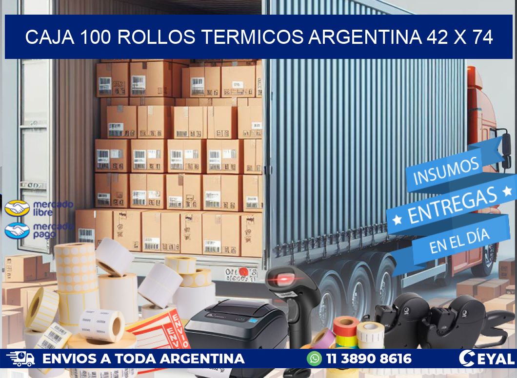 CAJA 100 ROLLOS TERMICOS ARGENTINA 42 x 74