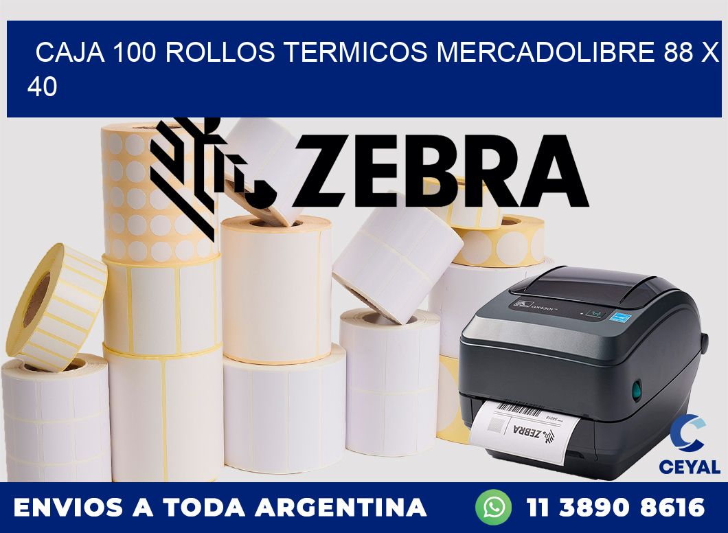 CAJA 100 ROLLOS TERMICOS MERCADOLIBRE 88 x 40