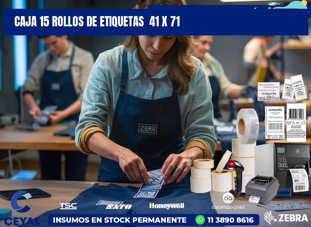 CAJA 15 ROLLOS DE ETIQUETAS  41 x 71