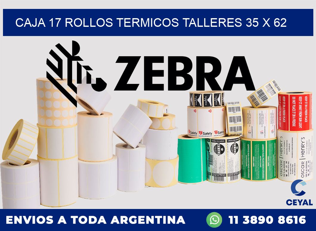 CAJA 17 ROLLOS TERMICOS TALLERES 35 x 62