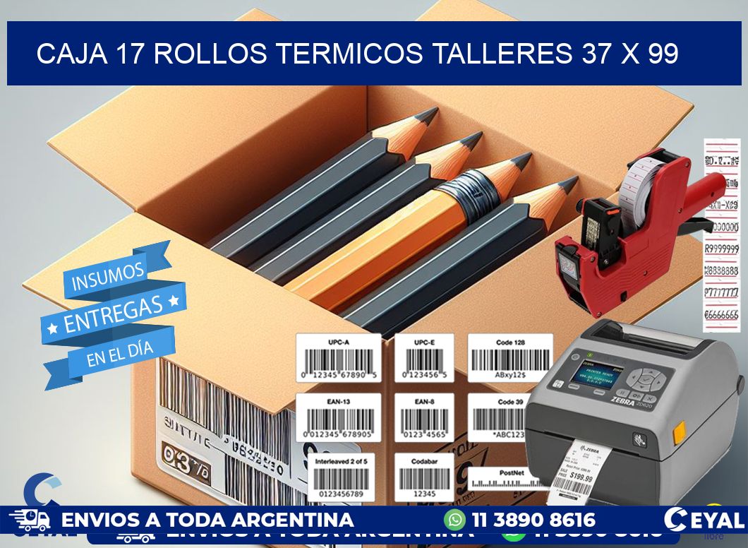 CAJA 17 ROLLOS TERMICOS TALLERES 37 x 99