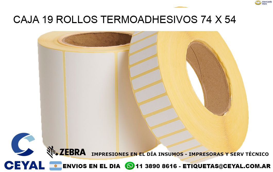 CAJA 19 ROLLOS TERMOADHESIVOS 74 x 54