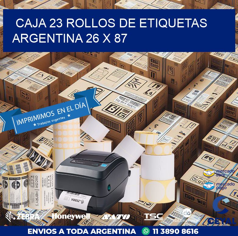 CAJA 23 ROLLOS DE ETIQUETAS ARGENTINA 26 x 87