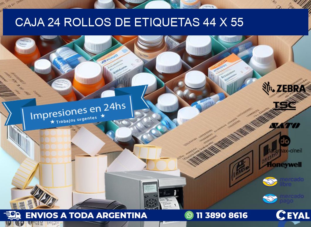 CAJA 24 ROLLOS DE ETIQUETAS 44 x 55
