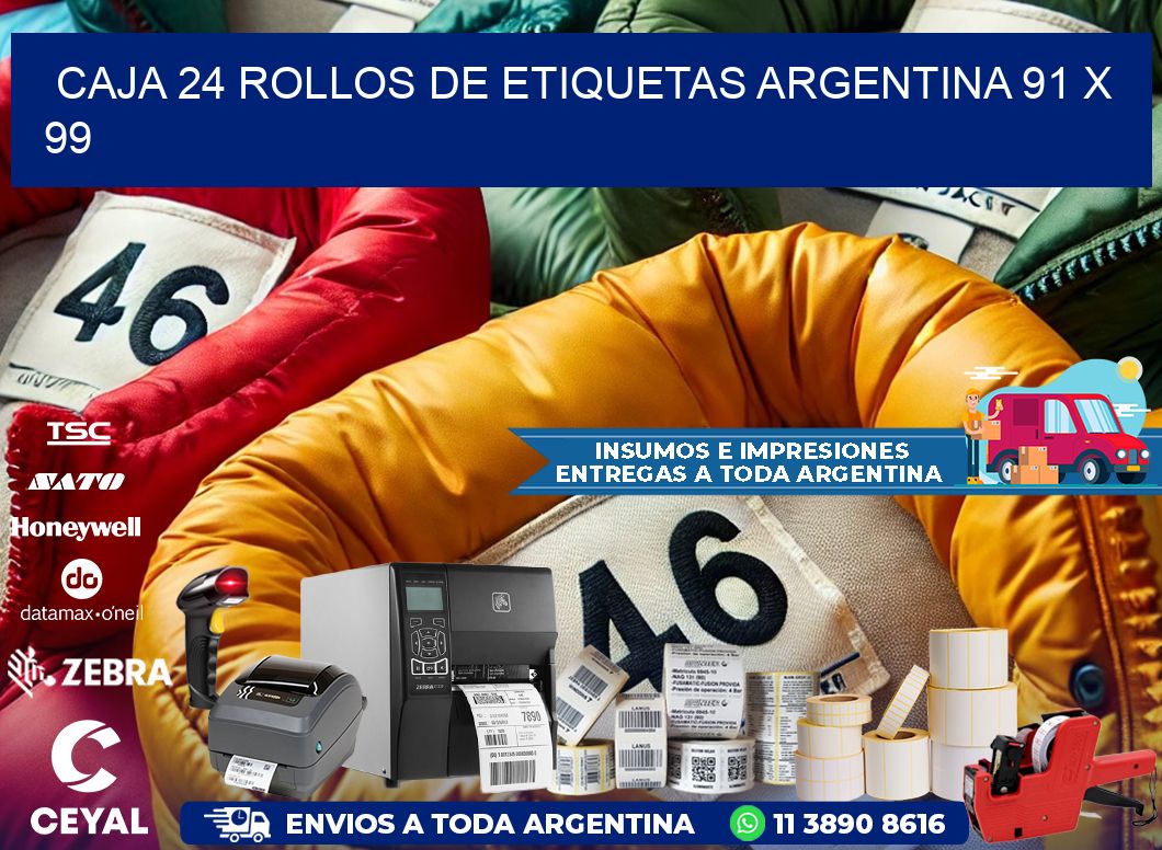 CAJA 24 ROLLOS DE ETIQUETAS ARGENTINA 91 x 99