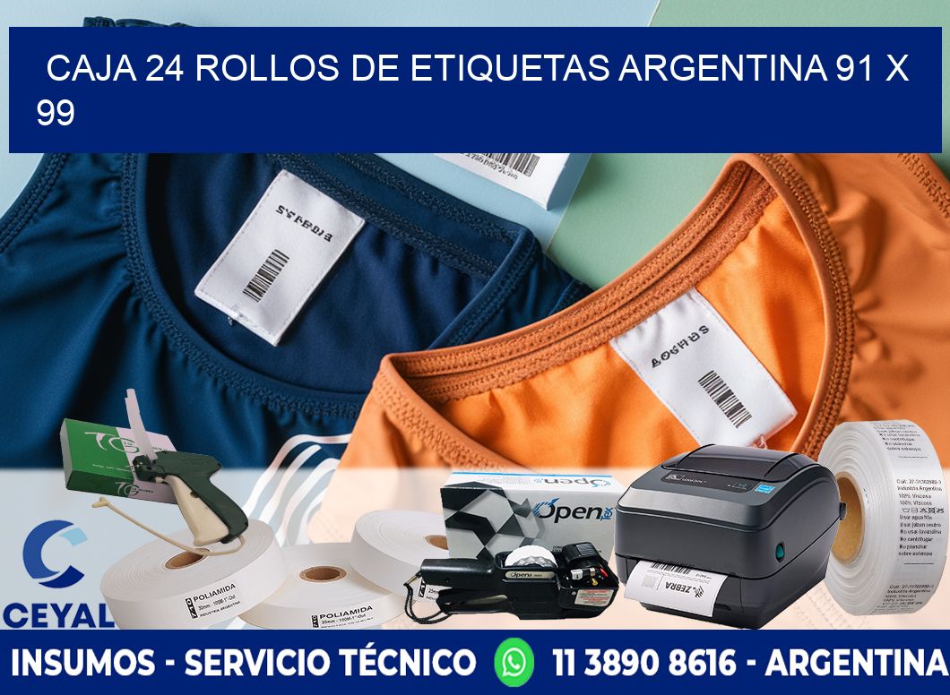 CAJA 24 ROLLOS DE ETIQUETAS ARGENTINA 91 x 99
