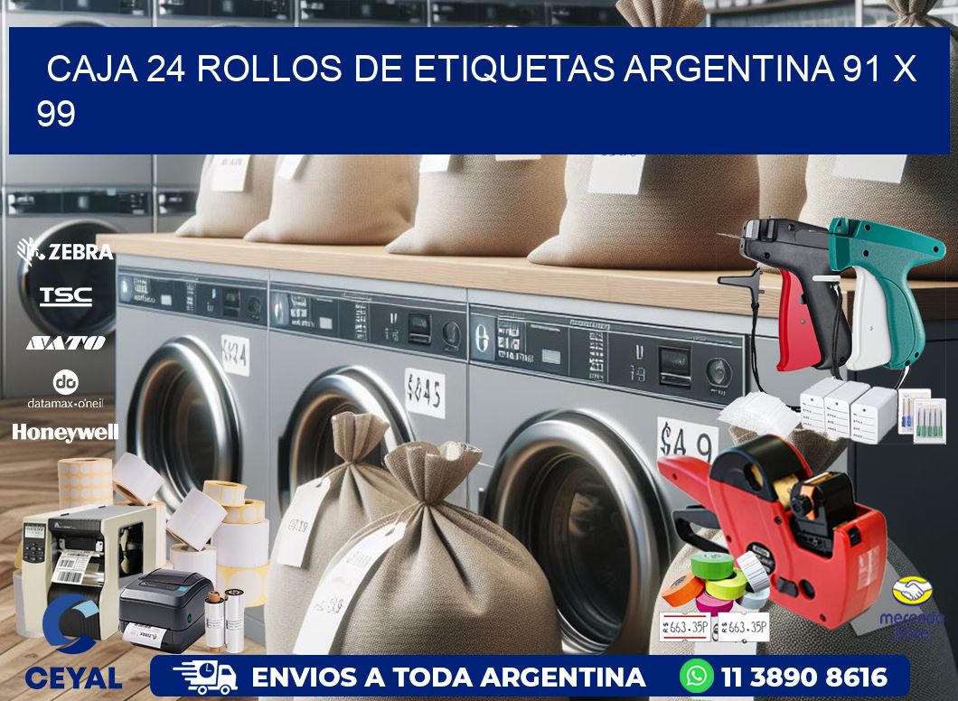CAJA 24 ROLLOS DE ETIQUETAS ARGENTINA 91 x 99