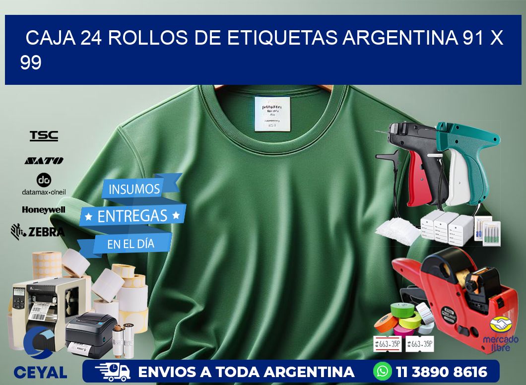 CAJA 24 ROLLOS DE ETIQUETAS ARGENTINA 91 x 99