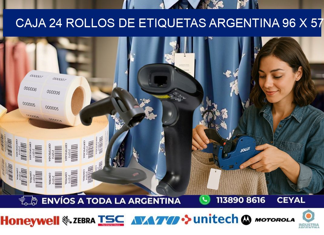 CAJA 24 ROLLOS DE ETIQUETAS ARGENTINA 96 x 57