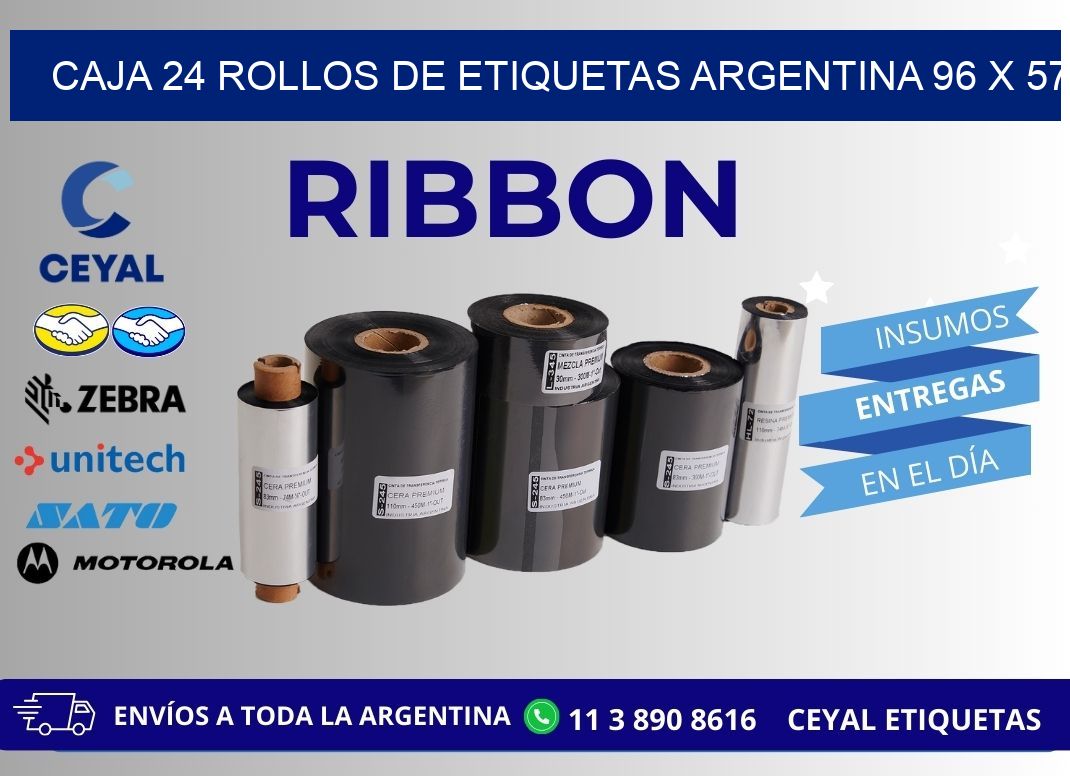 CAJA 24 ROLLOS DE ETIQUETAS ARGENTINA 96 x 57