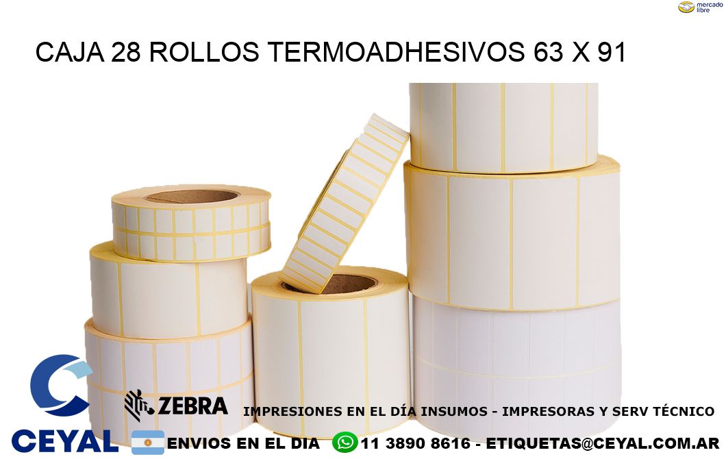 CAJA 28 ROLLOS TERMOADHESIVOS 63 x 91