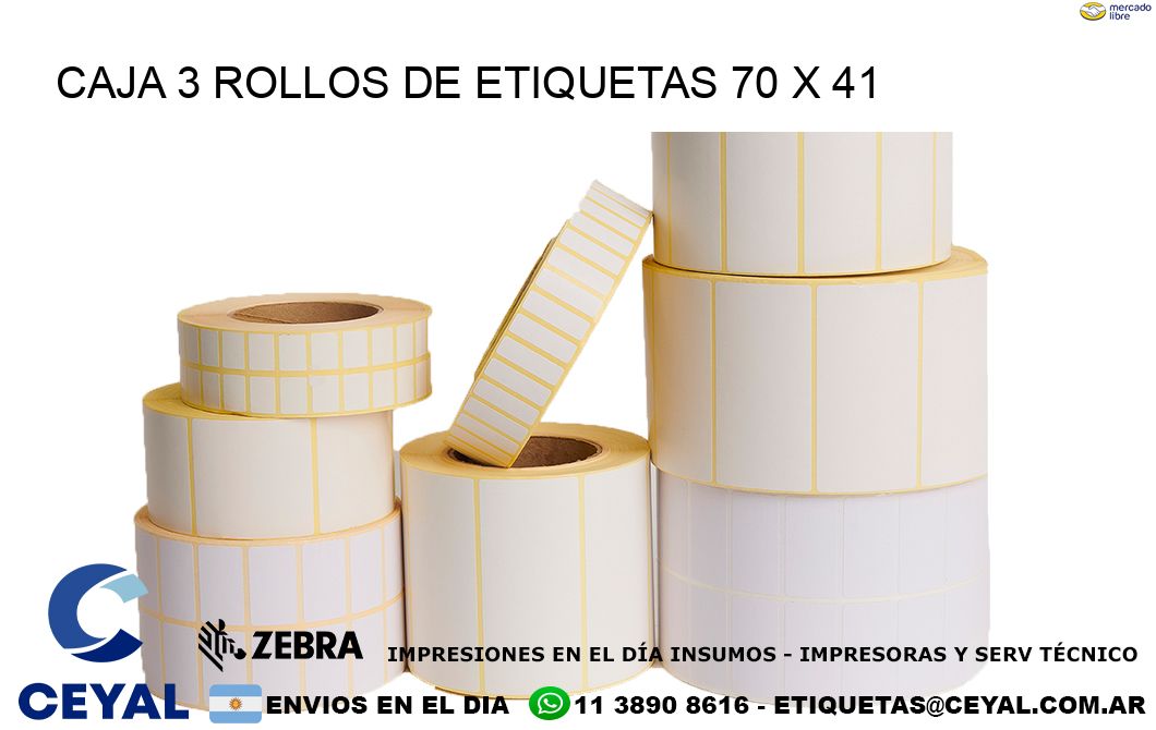 CAJA 3 ROLLOS DE ETIQUETAS 70 x 41