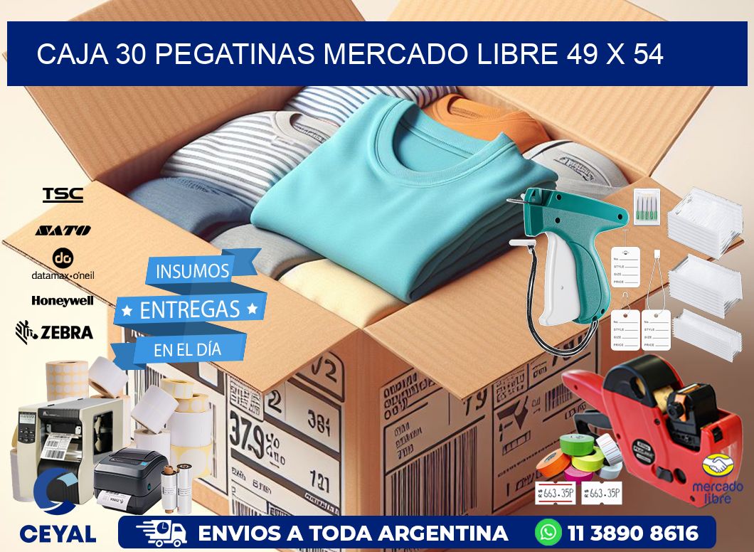CAJA 30 PEGATINAS MERCADO LIBRE 49 x 54