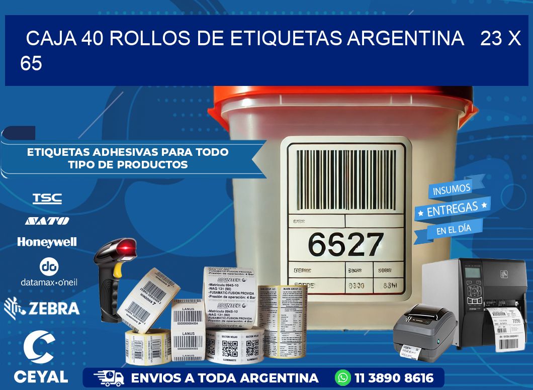 CAJA 40 ROLLOS DE ETIQUETAS ARGENTINA   23 x 65