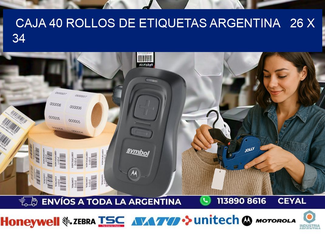 CAJA 40 ROLLOS DE ETIQUETAS ARGENTINA 26 x 34