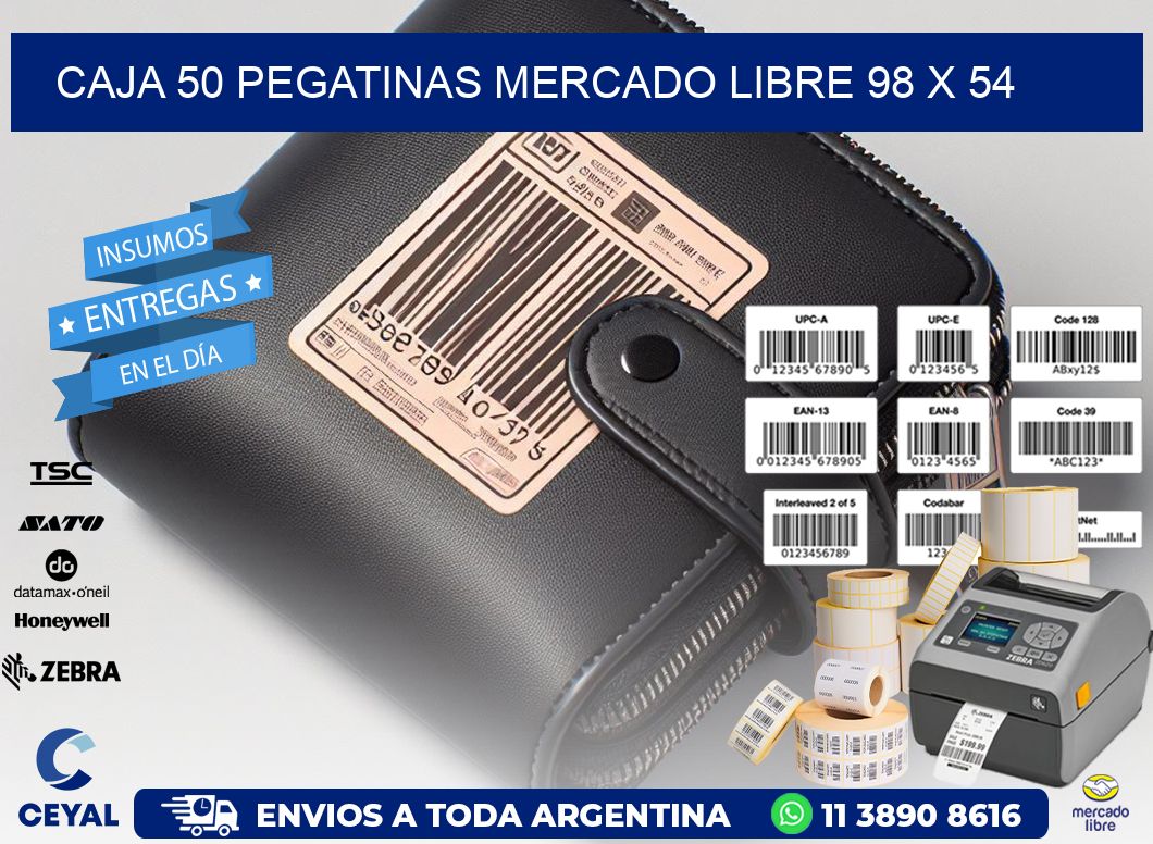 CAJA 50 PEGATINAS MERCADO LIBRE 98 x 54