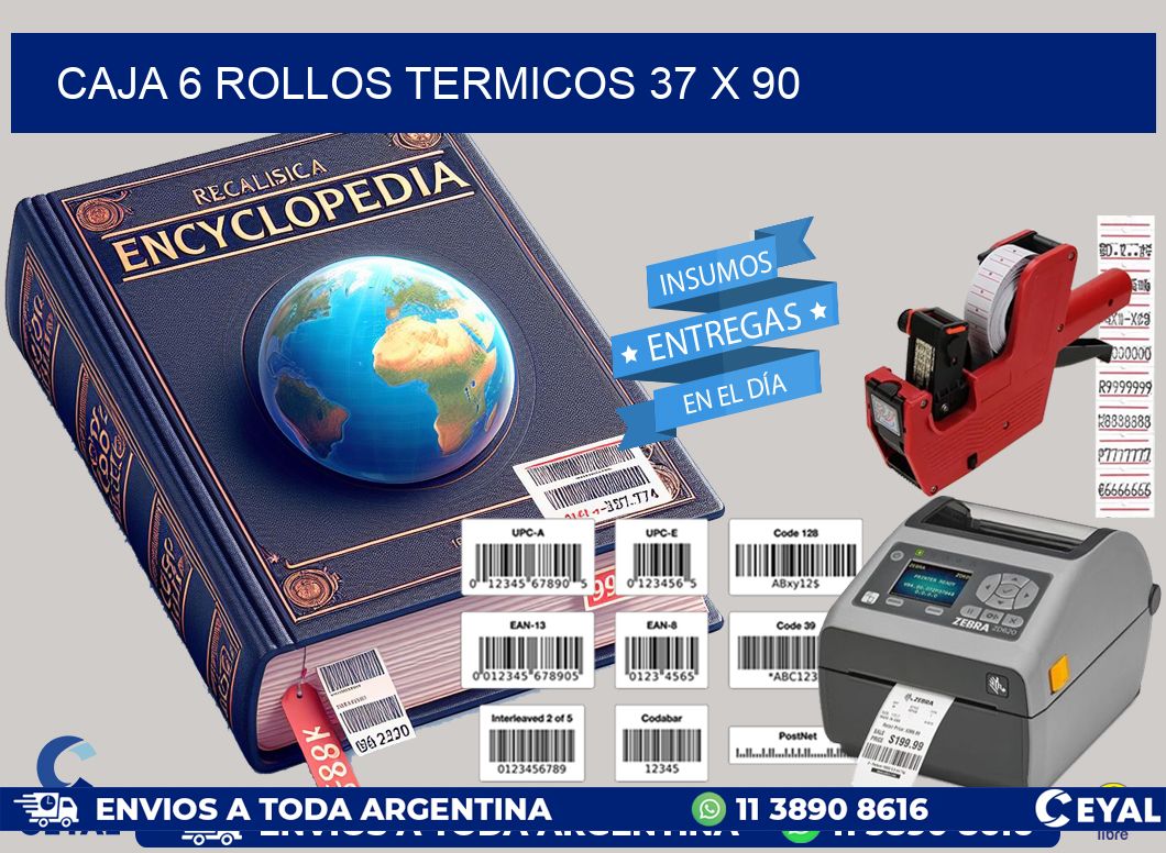 CAJA 6 ROLLOS TERMICOS 37 x 90