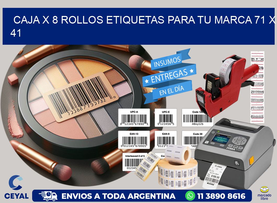Caja X 8 Rollos Etiquetas para tu marca 71 x 41