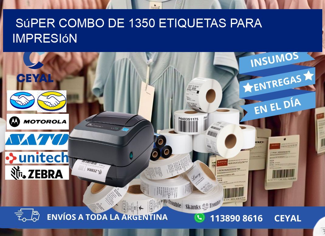 Súper combo de 1350 etiquetas para impresión