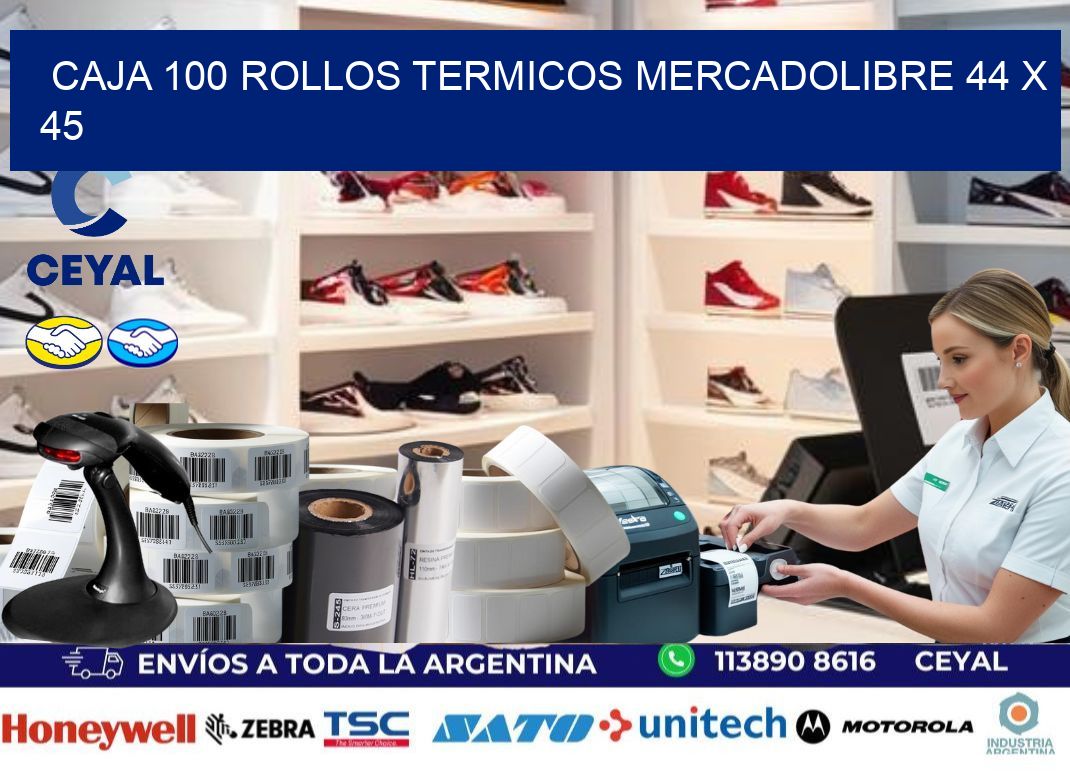 CAJA 100 ROLLOS TERMICOS MERCADOLIBRE 44 x 45
