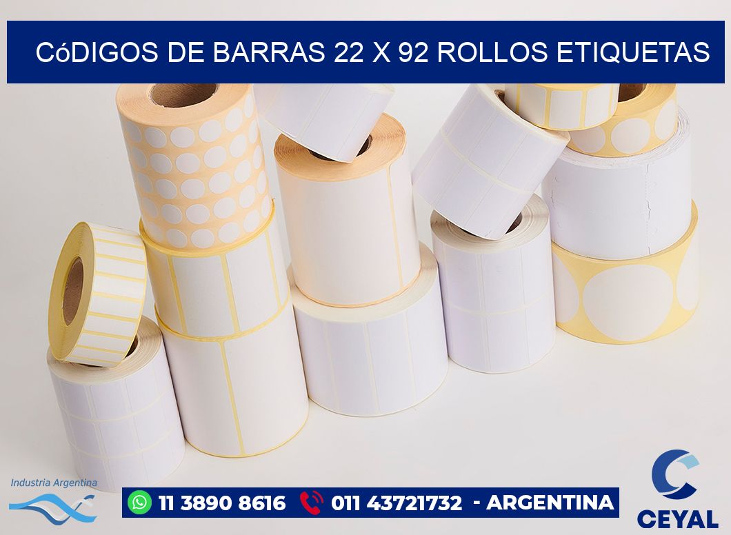 Códigos de Barras 22 x 92 ROLLOS ETIQUETAS