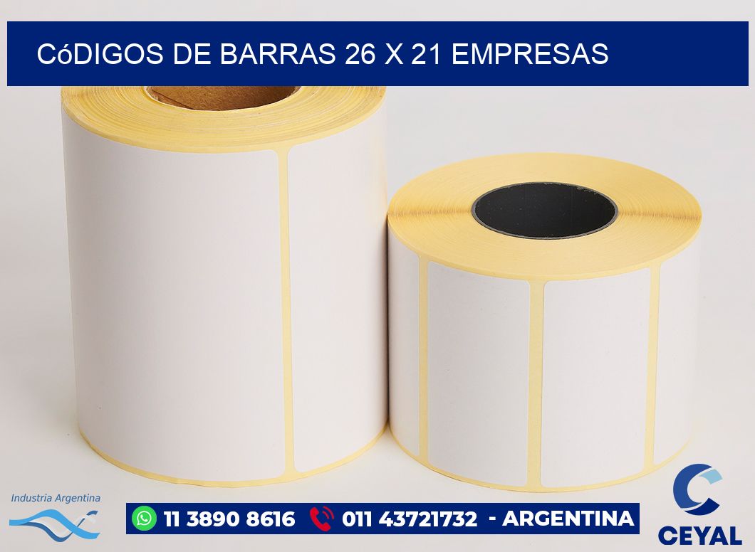 Códigos de Barras 26 x 21 empresas
