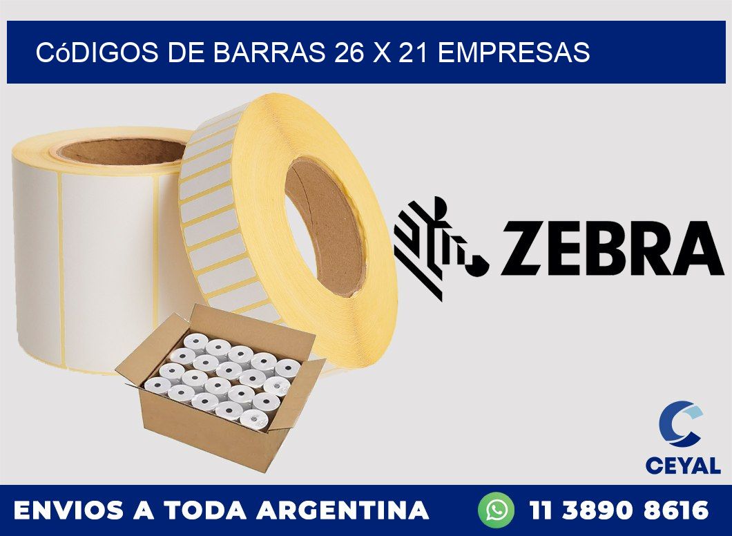 Códigos de Barras 26 x 21 empresas