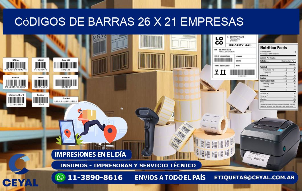 Códigos de Barras 26 x 21 empresas