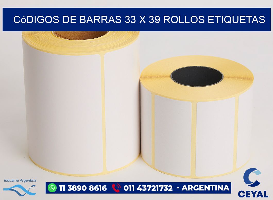 Códigos de Barras 33 x 39 ROLLOS ETIQUETAS