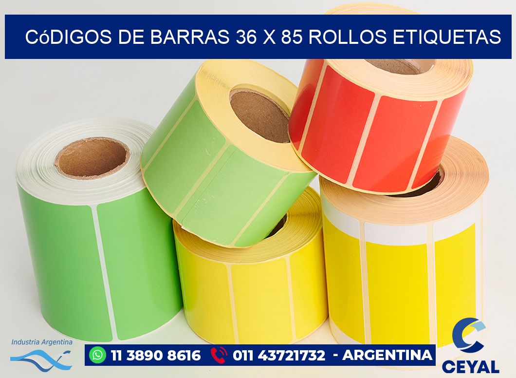 Códigos de Barras 36 x 85 ROLLOS ETIQUETAS