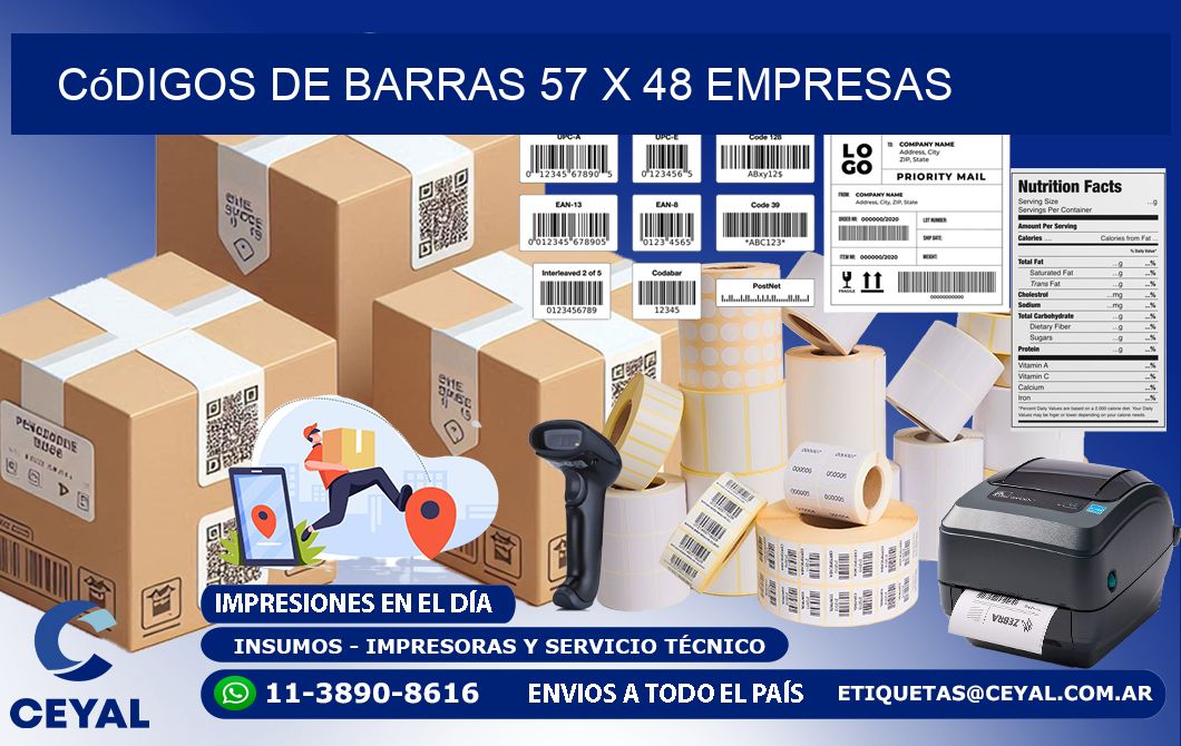 Códigos de Barras 57 x 48 empresas
