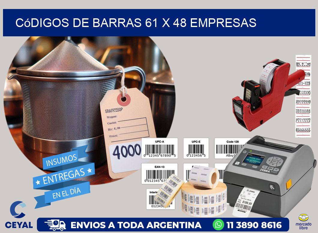 Códigos de Barras 61 x 48 empresas