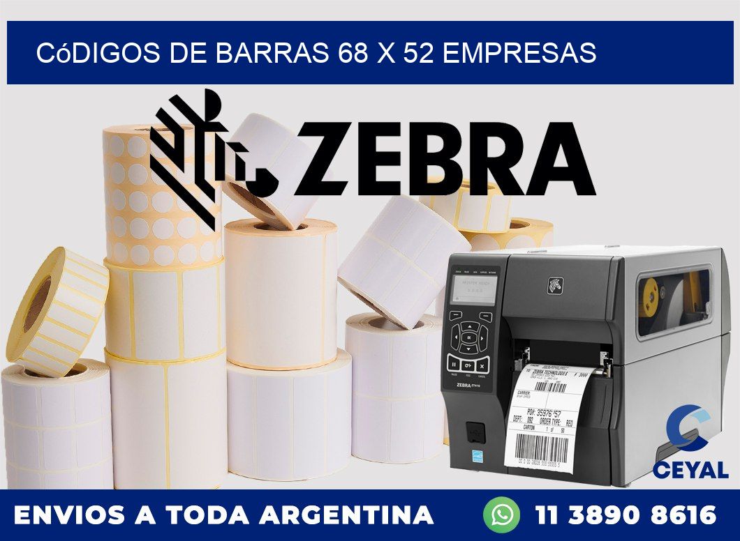 Códigos de Barras 68 x 52 empresas