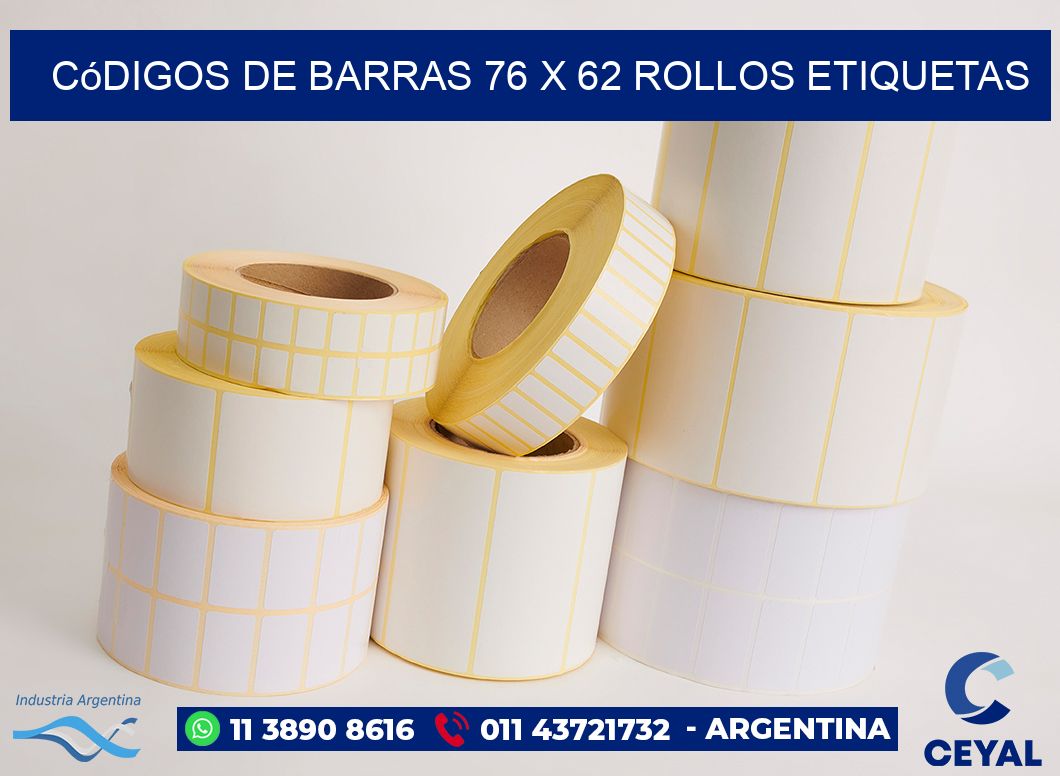 Códigos de Barras 76 x 62 ROLLOS ETIQUETAS