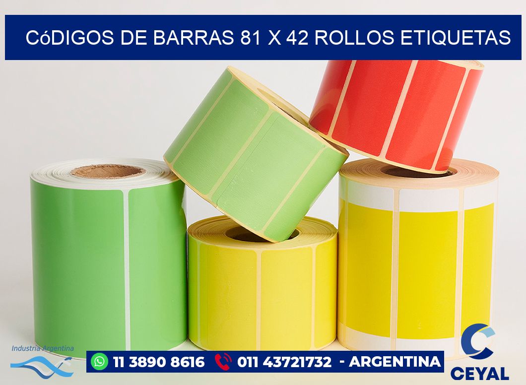 Códigos de Barras 81 x 42 ROLLOS ETIQUETAS