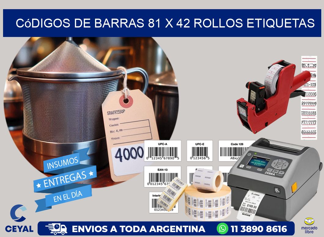 Códigos de Barras 81 x 42 ROLLOS ETIQUETAS