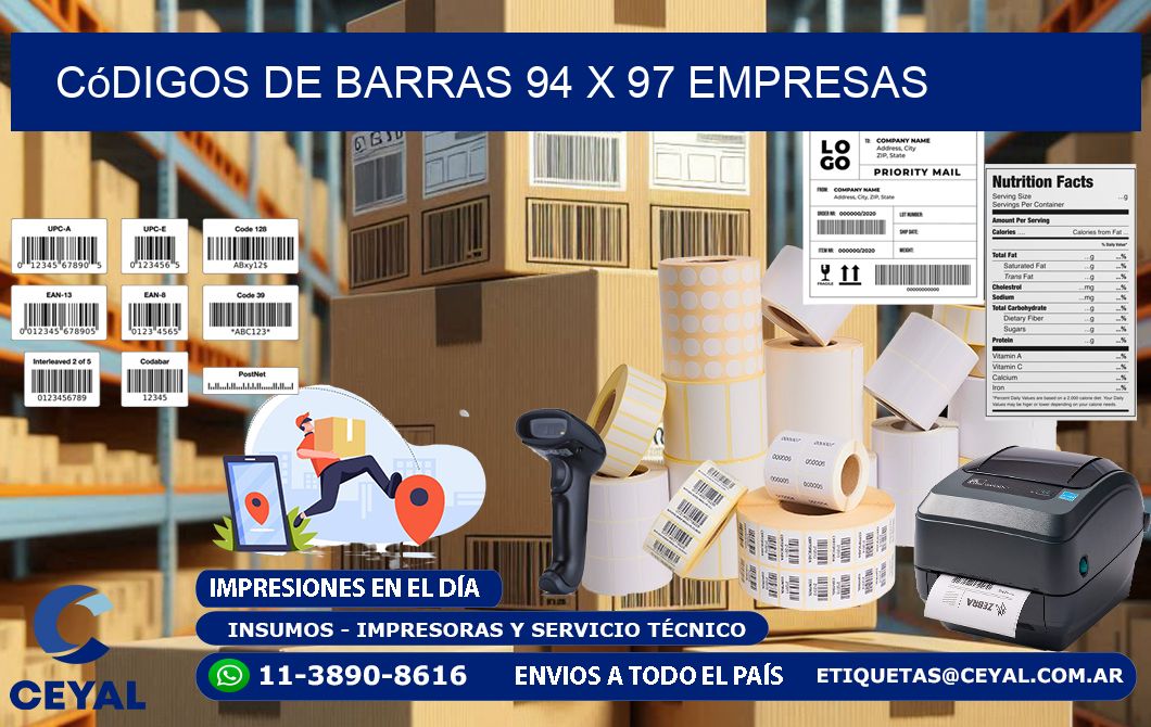 Códigos de Barras 94 x 97 empresas
