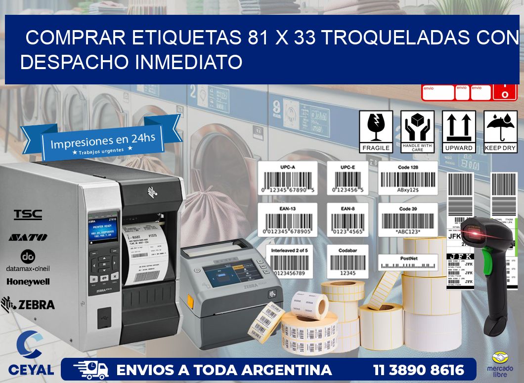 Comprar etiquetas 81 x 33 troqueladas con despacho inmediato