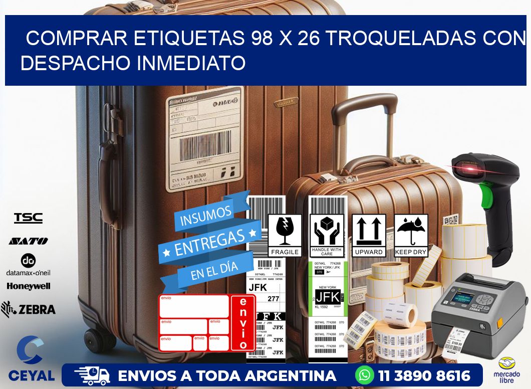 Comprar etiquetas 98 x 26 troqueladas con despacho inmediato