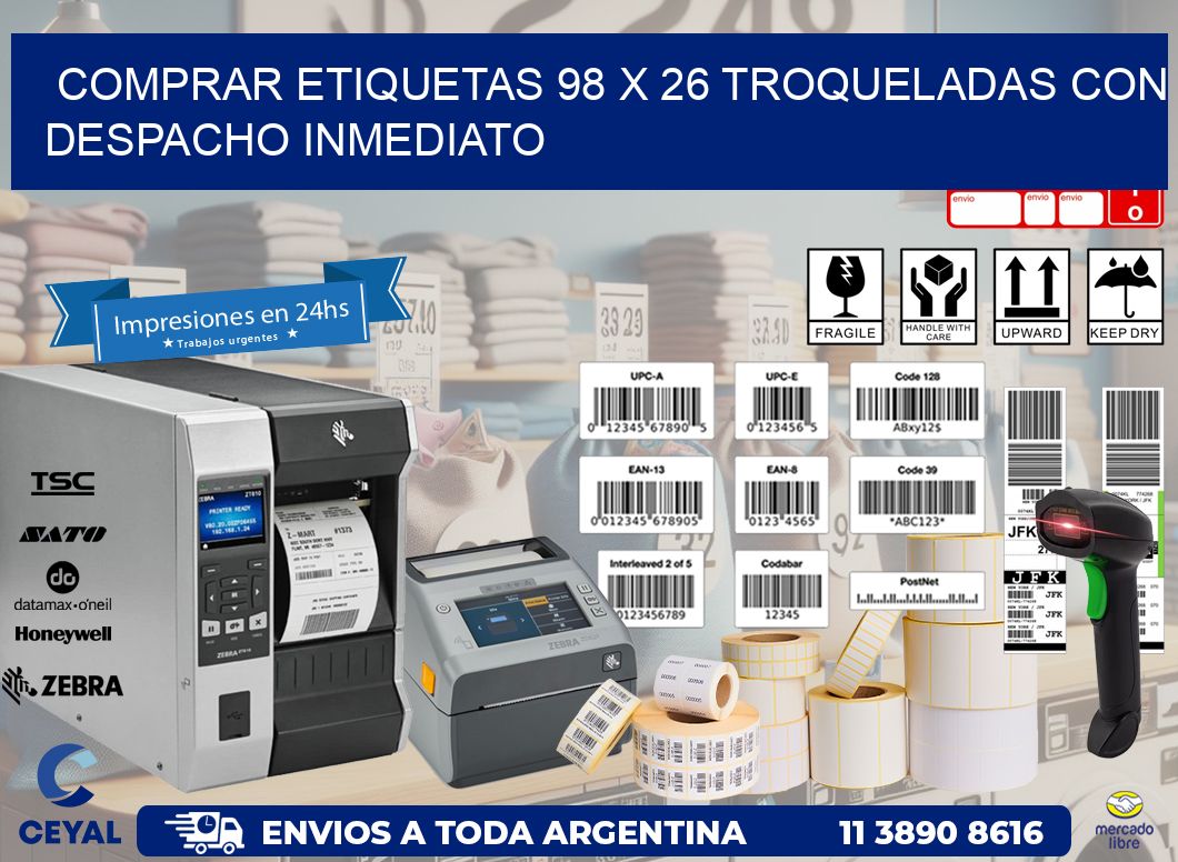 Comprar etiquetas 98 x 26 troqueladas con despacho inmediato